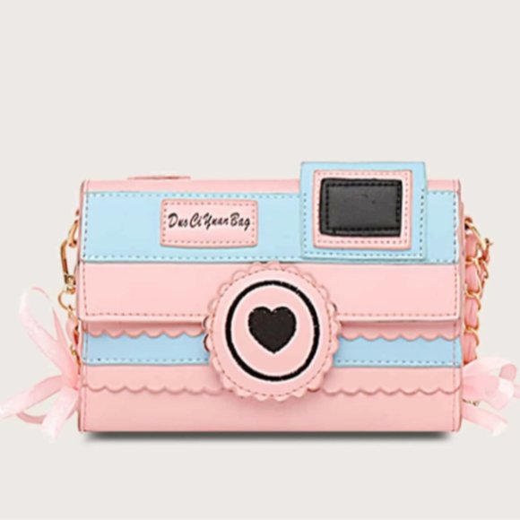 SHEIN Handbags - Kawaii Lolita Pink Blue Camera Novelty Crossbody